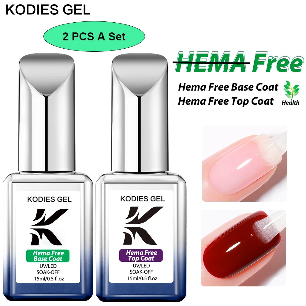 KODIES GEL 2 stks/set HEMA Gratis Gel Nagellak Basislaag Top Coat Kit Clear Healthy Foundation Gel Vernis Semi Permanente UV Gel