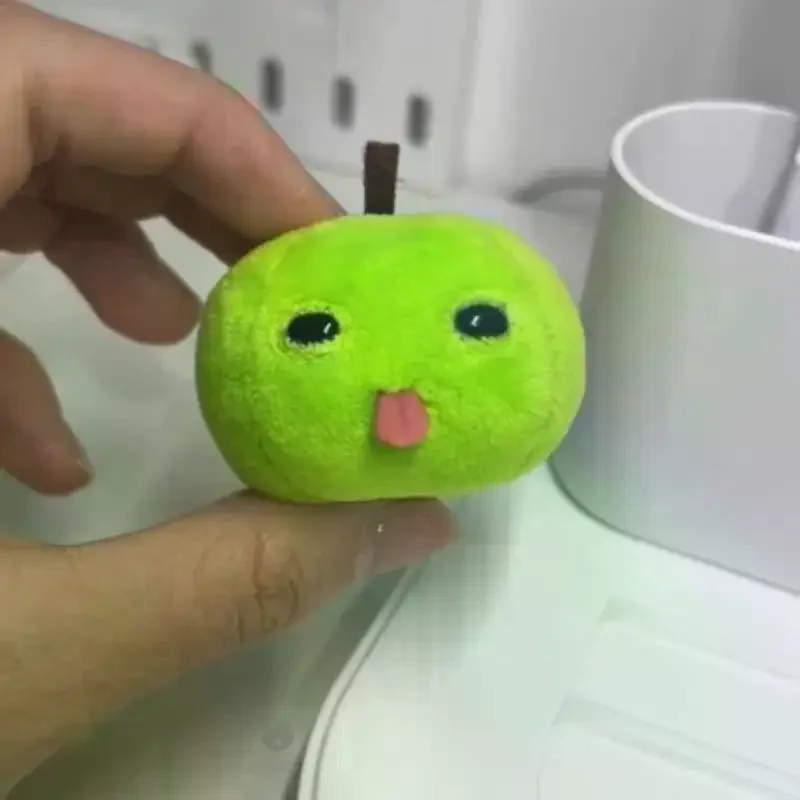 Abstract Green Apple Plush Doll Keychain Backpack Pendant Creative Funny Fruit Keyring Accessories Friends New Year Gift