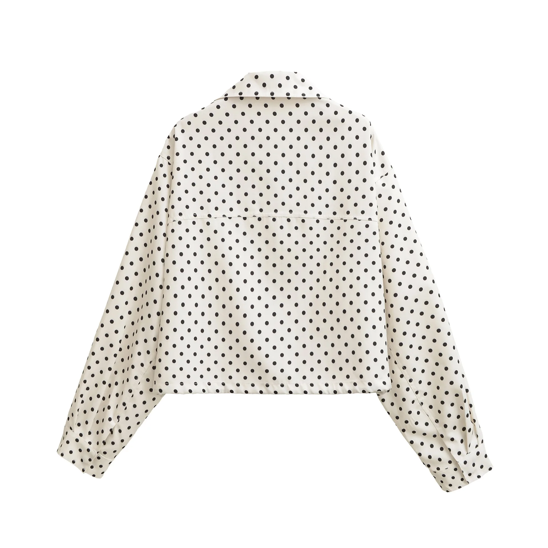 Feminino polka dot manga longa gola jaqueta shorts conjunto outono moda outerwear elegante senhora estilo cruzando fronteira comércio