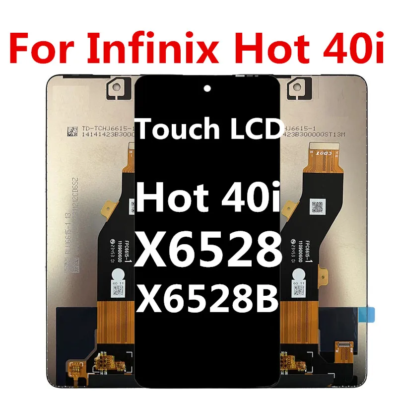 

Black 6.56 Inch For Infinix Hot 40i Hot40i X6528 X6528B LCD Display Touch Screen Digitizer Panel Assembly Replacement