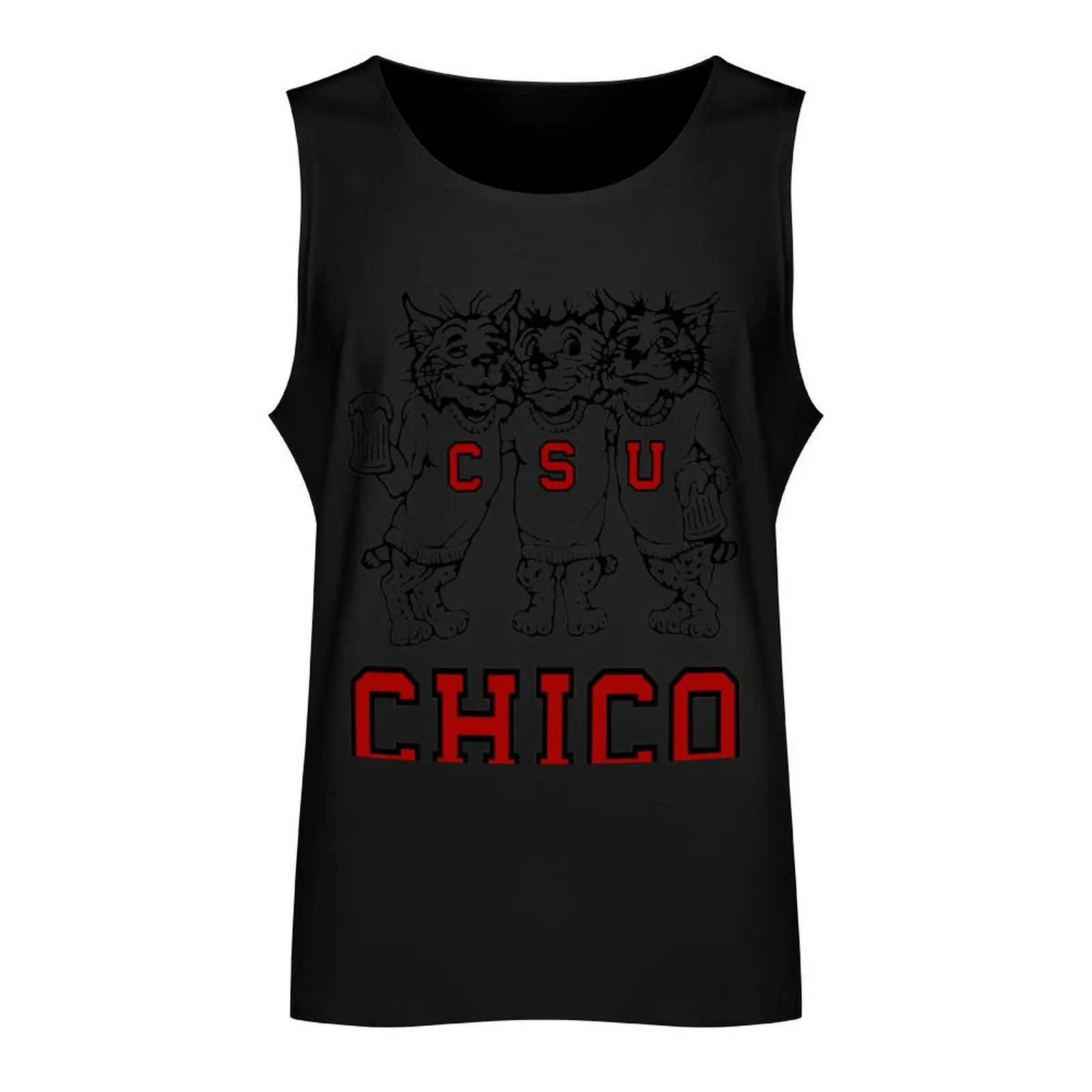 Chico State Vintage Drinking Wildcats Logo From The 1970's 1980's Tank Top muscle t-shirt Vest male gym clothing men