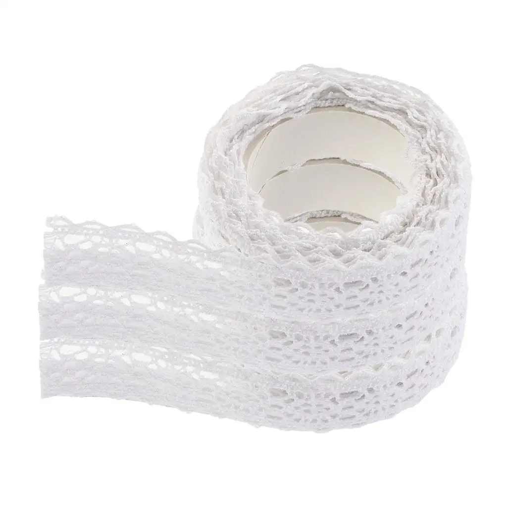3x 2m Self Adhesive Cotton Lace Decorative Sticky Ribbon Craft Masking Tape