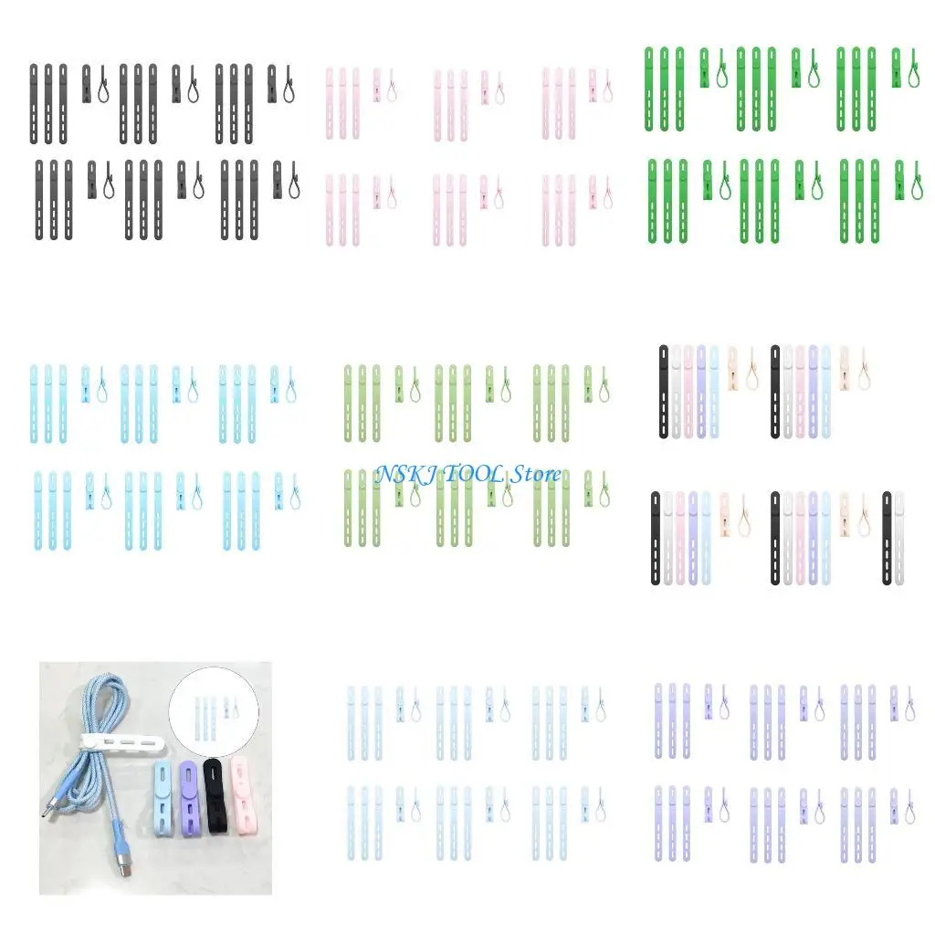 

L8RC 30Pcs Silicone Cable Ties Cable Management Organizers Elastic Cord Organizers