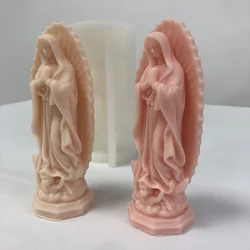 Prayer Madonna Portrait Silicone Candle Molds 3D Virgin Mary Statue Resin Plaster Cement Casting DIY Handmade Soap Crafts Mold