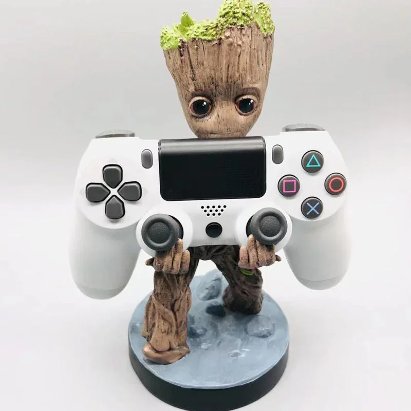 Guardians of The Galaxy Groot Gamepad Holder Figure Toys Cute Small Tree Man Phone Bracket Statue Model Ornament Decorate Gifts