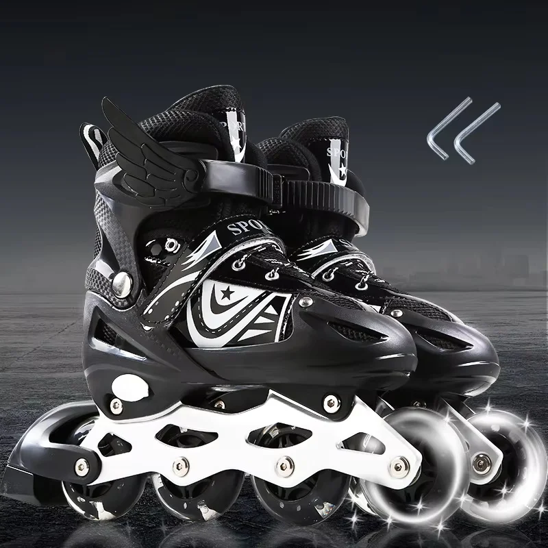 Universal Single‑Flash Roller Skating Shoes, Adjustable Pulley Skates for Children, Male and Female Adults