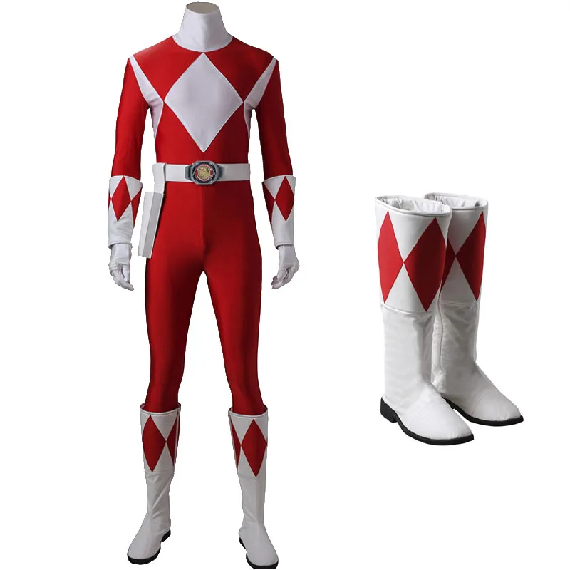 Halloween Prince Geki Uniform Cosplay Superhero Rangers Costume Battle Armor Jumpsuit Red Tyranno Soldier Oufit 