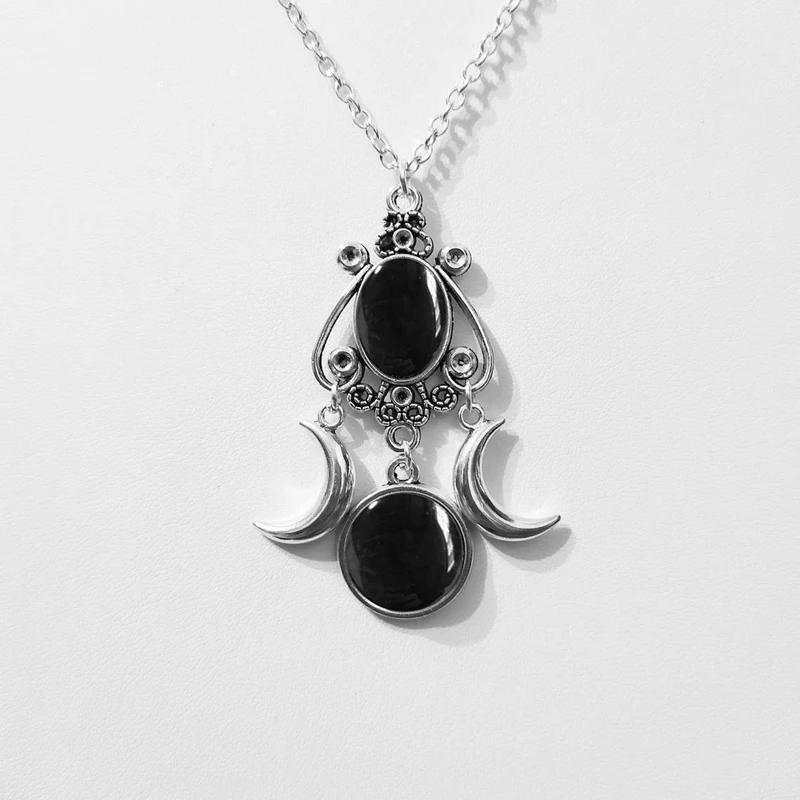 Fashion Black/red/purple Triple Moon Pendant Necklace Jewelry