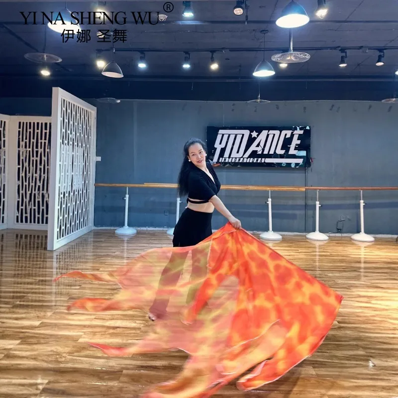

Classic Belly Dance Stage Performance Flame Flag Colorful Scarf Worship Dance Flag Wholesale for Church Cheerleading Celebration