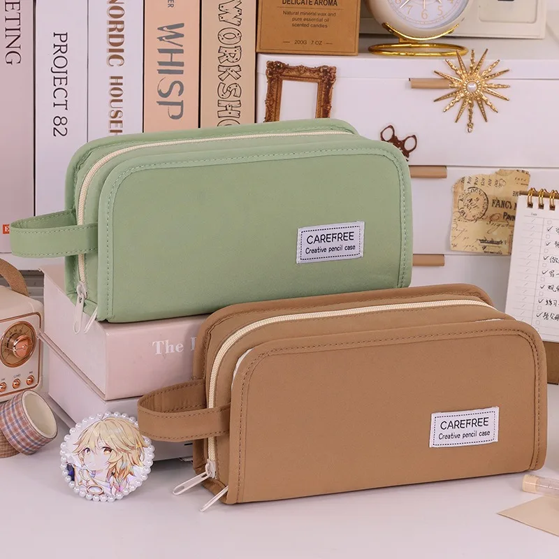 Double-layer super-large capacity pen bag with high appearance quality, multi-functional storage bag, simple stationery box