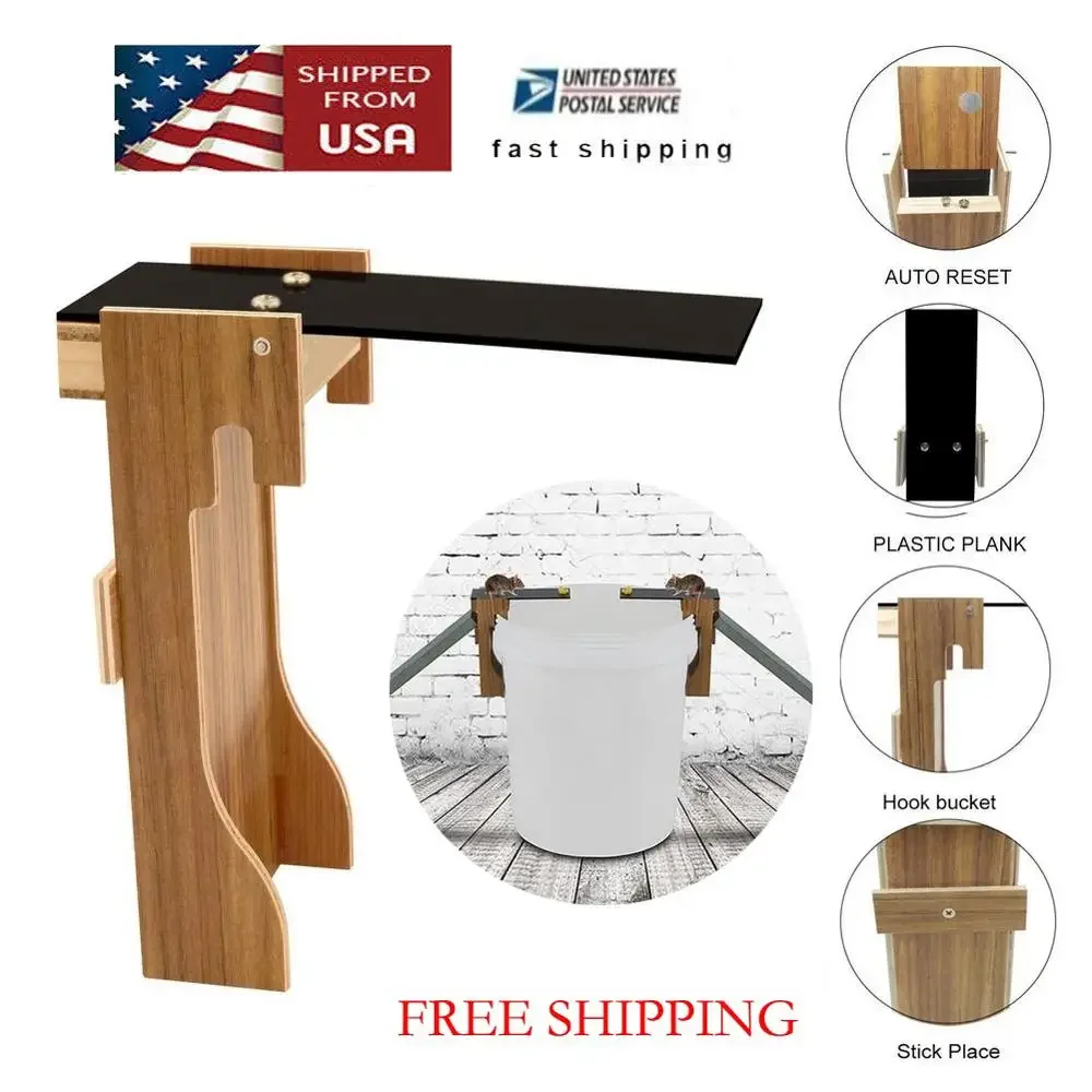 Warehouse & Household Intelligent Non-toxic Natural Wood Plank Mouse Traps Walk The Plank Mouse Trap with Auto Reset