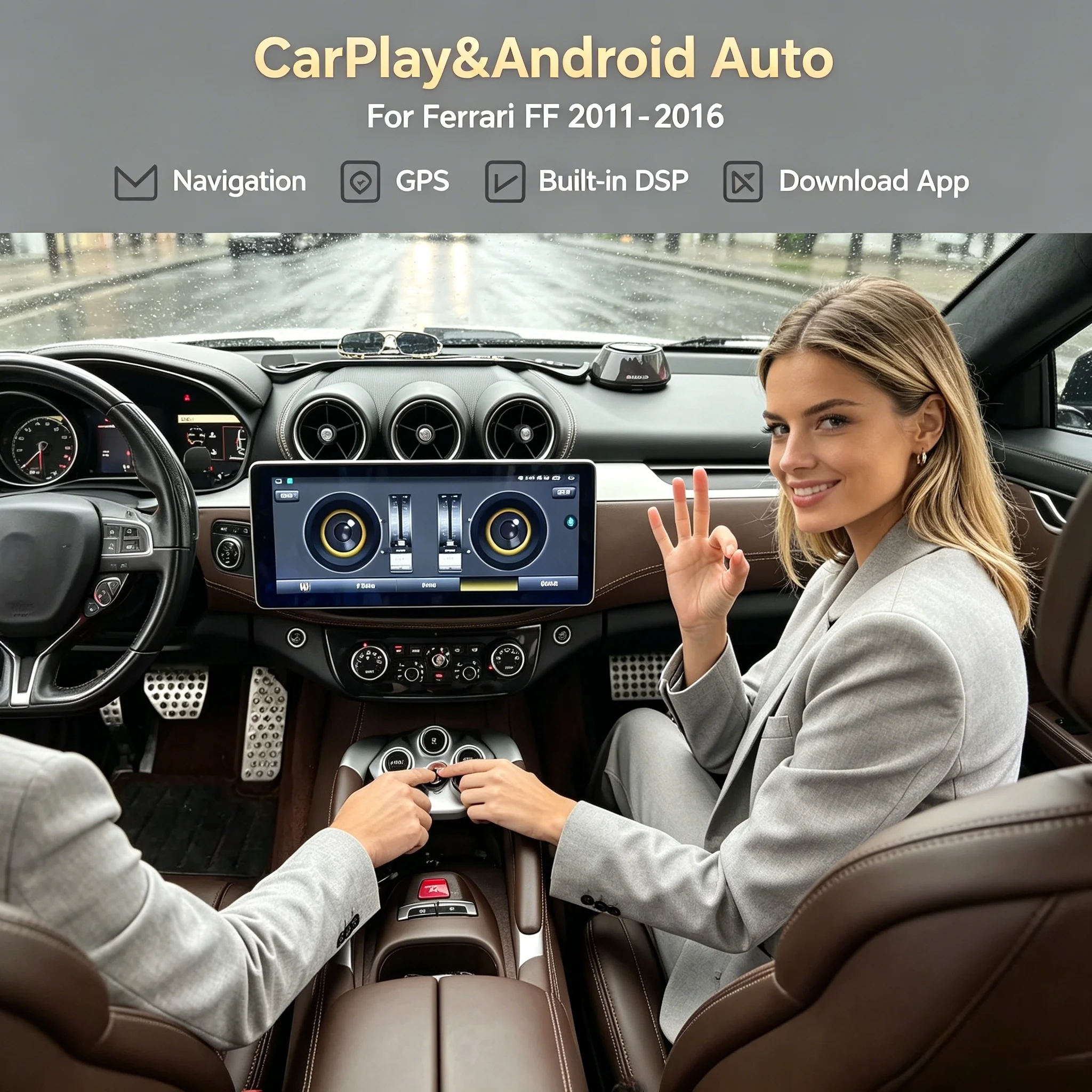 12.3 Inch Android Car Auto Radio For Ferrari FF 2011-2016 Carplay GPS Navigation Stereo Multimedia Tape Recorder Head Unit DSP