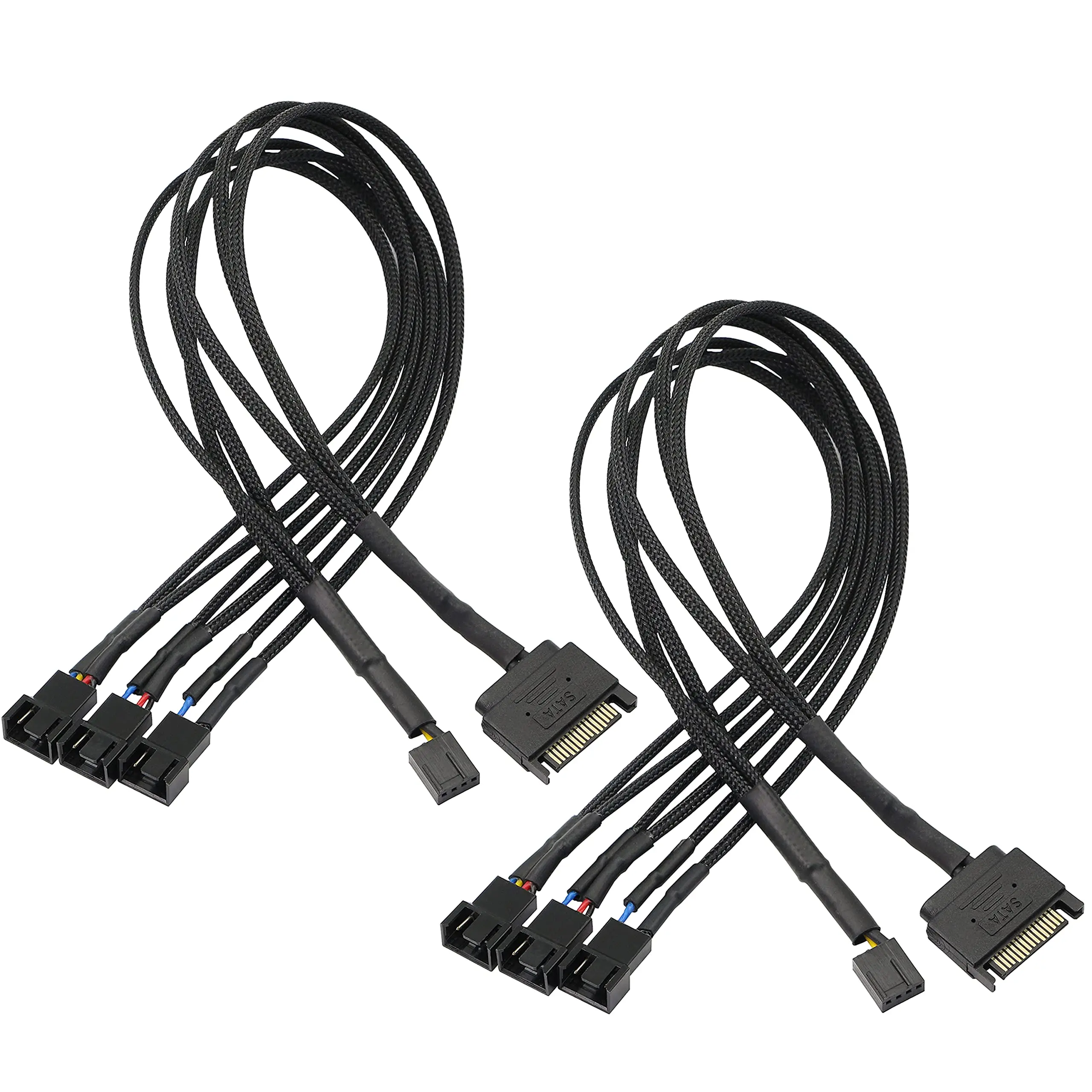 SATA 1 to 4 4-Pin Power Cable 44cm/27cm PC Computer Cooling Fan Splitter Hub Converter Adapter Extension Wire Cord