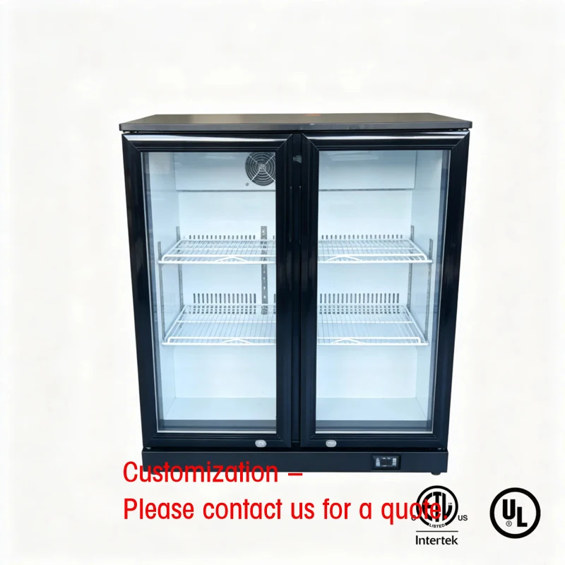 custom.America Certified 2-Door Single-Temperature 2-8 Cooling Glass Door Beverage Cooler Automatic Defrost Adjustable