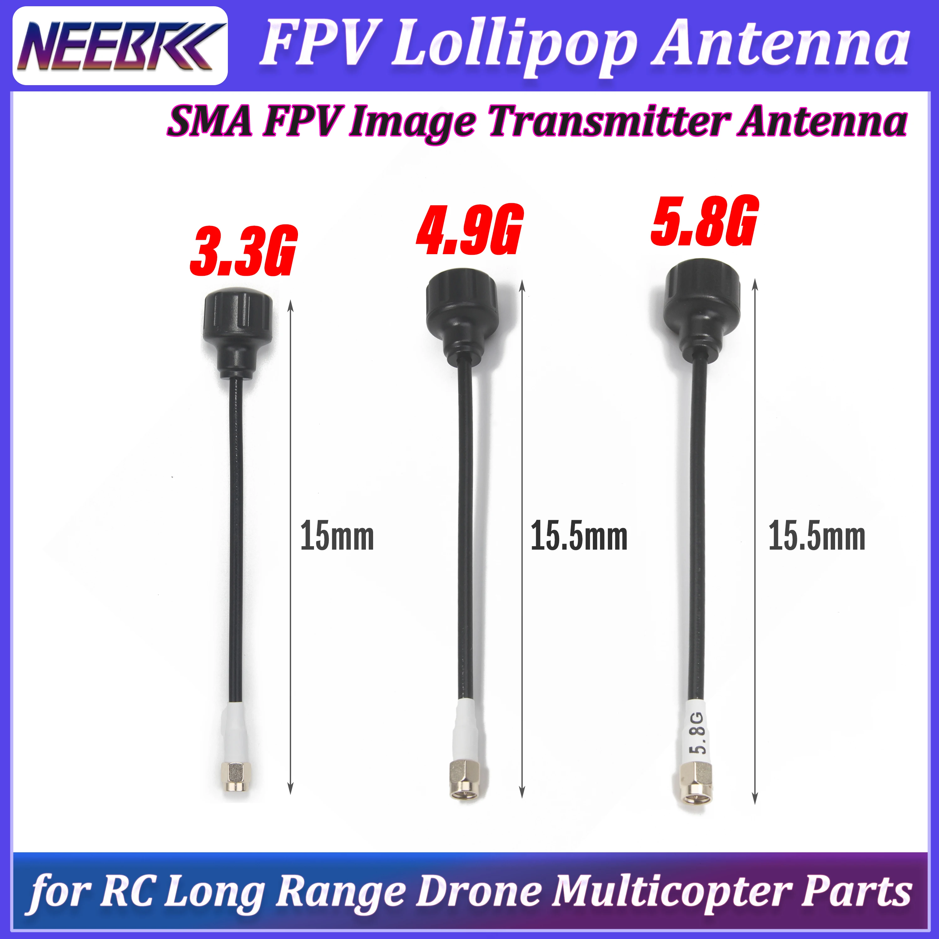

Антенна Lollipop 3.3G 4.9G 5.8G 150 мм 5dBi с высоким коэффициентом усиления SMA для передачи изображения FPV VTX для радиоуправляемых дронов и мультикоптеров дальнего радиуса действия