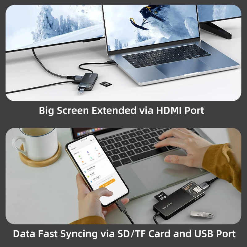 CABLETIME USB C HUB 6 في 1 Type C Hub إلى 4K 30 هرتز HDMI PD 100W USB 3.0 5Gbps SD TF لأجهزة الكمبيوتر المحمول Macbook Pro C 3.0 HUB