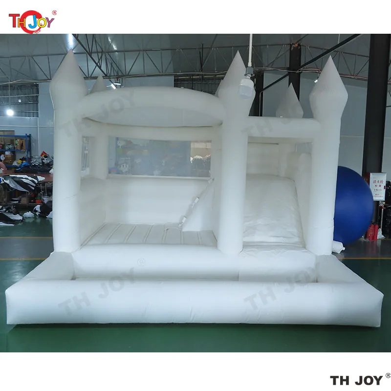 슬라이드와 볼 구덩이 어린이 점프 탄력 있는 성 경비원을 가진 상업적인 팽창식 백색 되튐 집