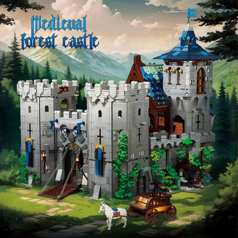 

New 33924 6640pcs MOC Construction Medieval Forest Castle Building Blocks Bricks Model Assembling Toys for Children Gift Set