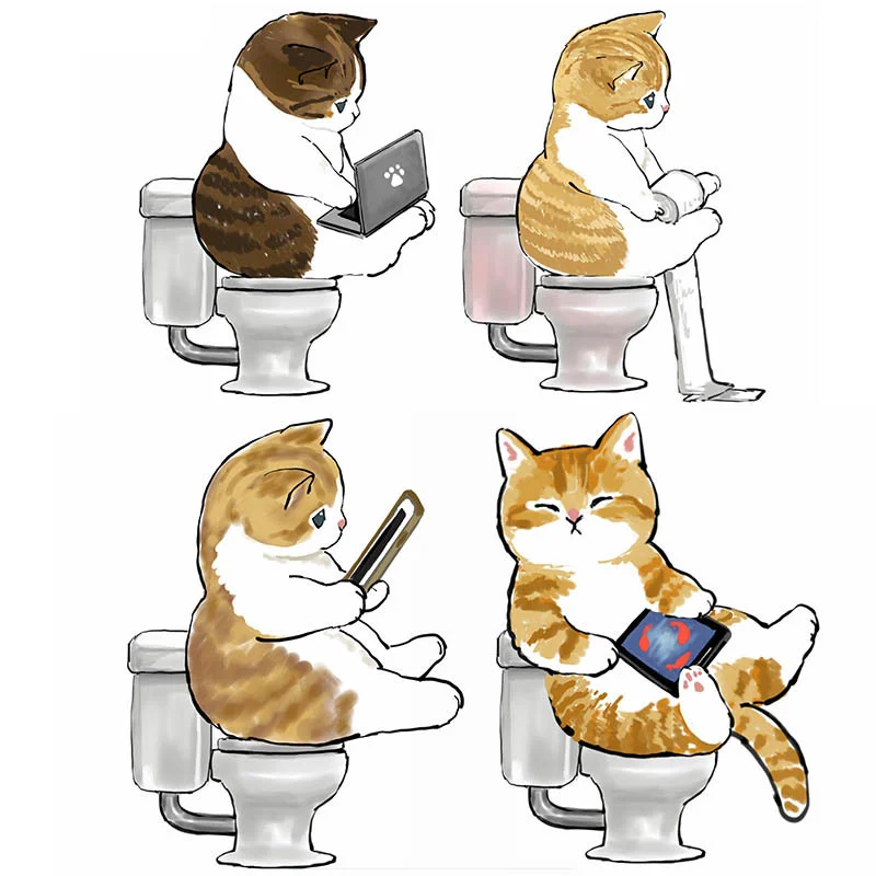 

Забавный котик на туалете, наклейка для холодильника, ноутбука, багажа, детская игрушка, виниловая наклейка, декор