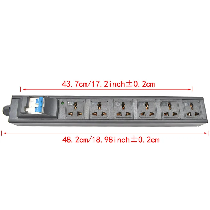 1.5U PDU Power Strip 6 Unit 10A universal socket Network Cabinet Rack 2M extension cord 16A 4000W Aluminium Alloy Socket