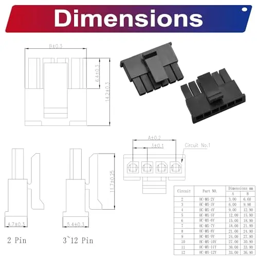 Conector do passo do Micro-ajuste com cabos 22AWG, Molex 3.0mm, única fileira, 1 Pin, 2 Pin, 3 Pin, 4 Pin, 5 Pin, 6Pin Housing, MX3.0 escolhe