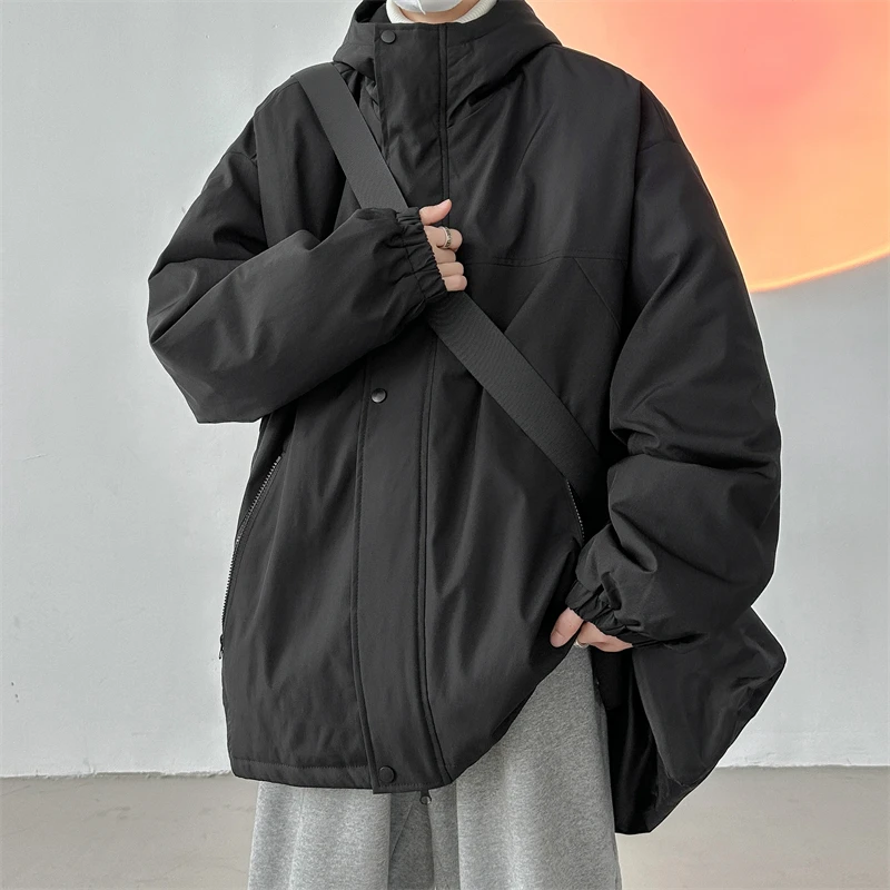 LAPPSTER Y2k Windproof Outdoor Hooded Jacket 2023 Winter Streetwear Harajuku Korean Windbreakers Oversized Bomber Jacket Coats