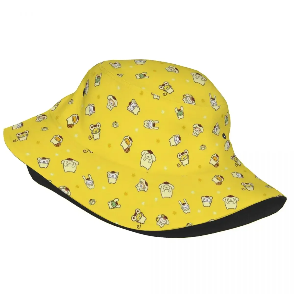 Summer Vacation Getaway Headwear Yellow Pom Pom Purin Merchandise Bucket Hats Sun Hats Cartoon Ispoti Hat Fishing Cap Outdoor