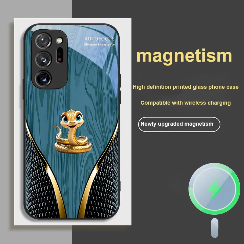 Magnetic glass phone case with hyperbolic wood grain snake for Samsung S 26 23 25 Edge 4 5 G 24 21 Ultra 22 FE 20 PLUS