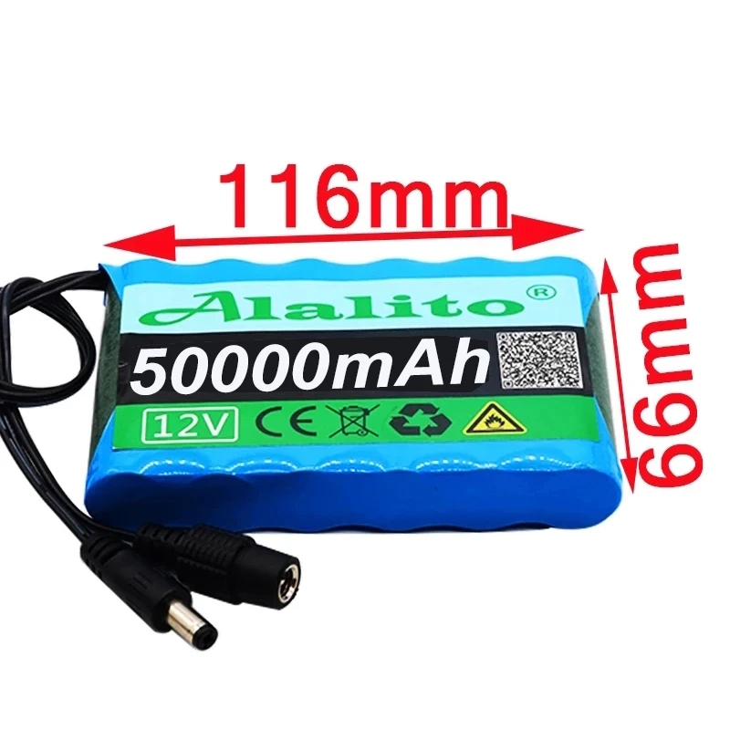 Nuova batteria portatile Super 12V 50000mah batteria ricaricabile agli ioni di litio capacità DC 12.6v 30Ah CCTV Cam Monitor + caricabatterie