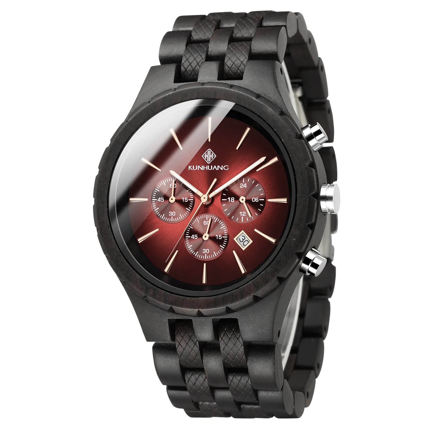 

Luxury Brand Watch Men's Wood Quartz Wristwatches Luminous Male Watch Chronograph Personalized Custom Logo Carved Watch Relogio