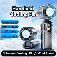 Ice Compress Handheld Fan Portable Outdoor Usb Digital Display Folding Refrigeration High Speed Violent Turbine Small Fan