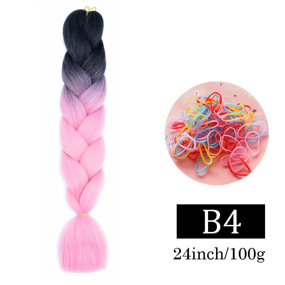24-Zoll-Jumbo-Zöpfe, Verlängerungen, synthetisches Flechthaar, Afro-Ombre-Farbe, Kanekalon-Haar für Kinder, Zopf