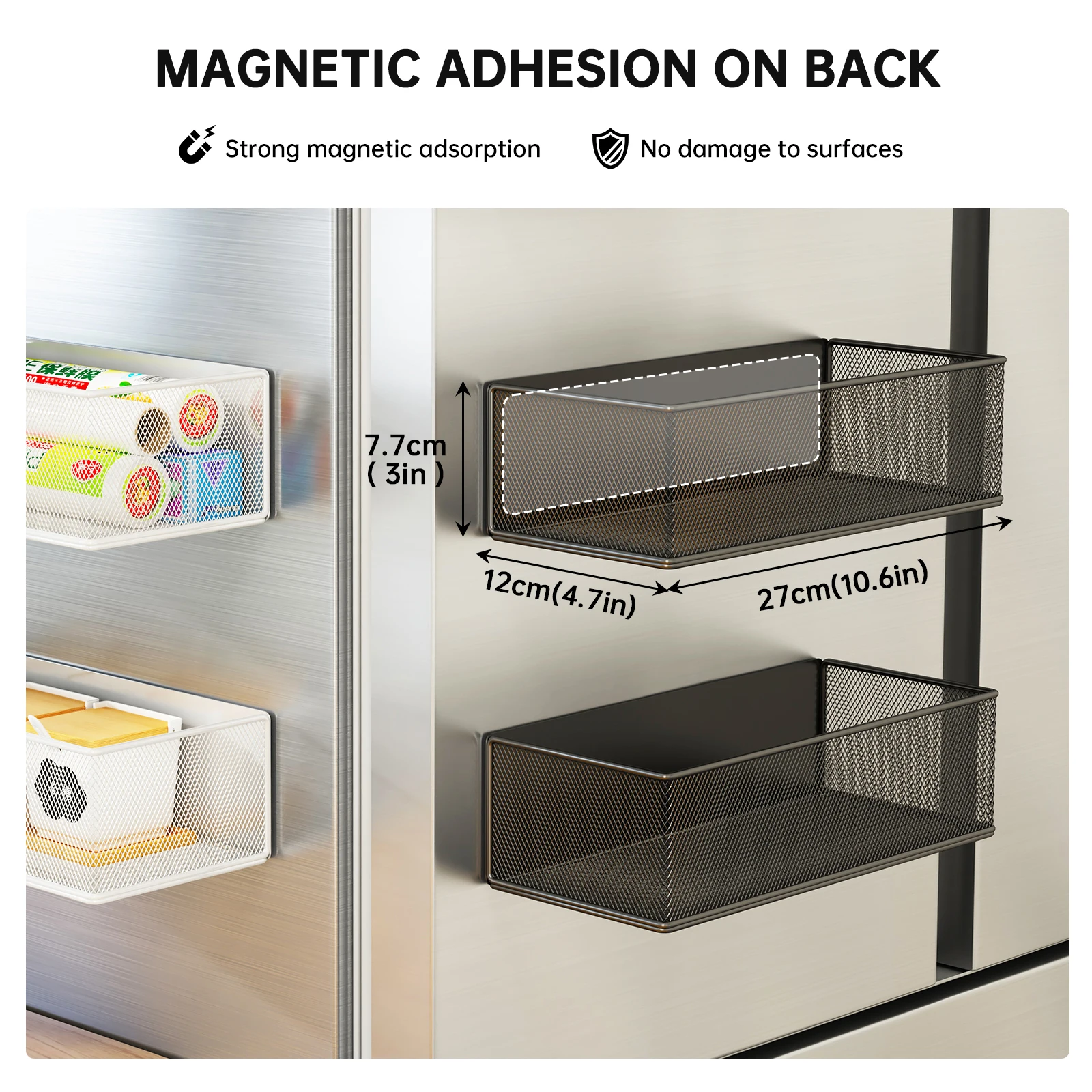أداة سحرية لتخزين الشرفة: رف موزع منظفات الغسيل المغناطيسي، حامل كرة منظف الغسيل المغناطيسي المثبت على الجانب، سلة معلقة بدون حفر #3