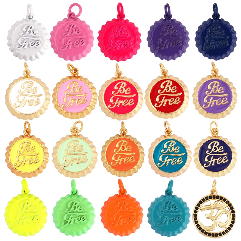 

Be free Coca Beverage Bottle Cap Enamel Charm Neon Pink Orange Red Pendant Oil Dropped,Necklace Bracelet Pendant M08