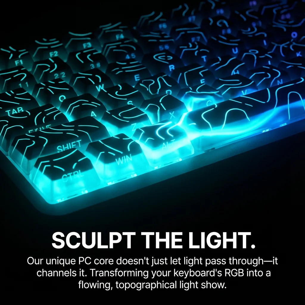 2025 Super Contour Side Glow PBT Keycaps - Original Factory Height, Compatible with 61/68/75/84/87 Keys Mechanical Gaming Keyboa