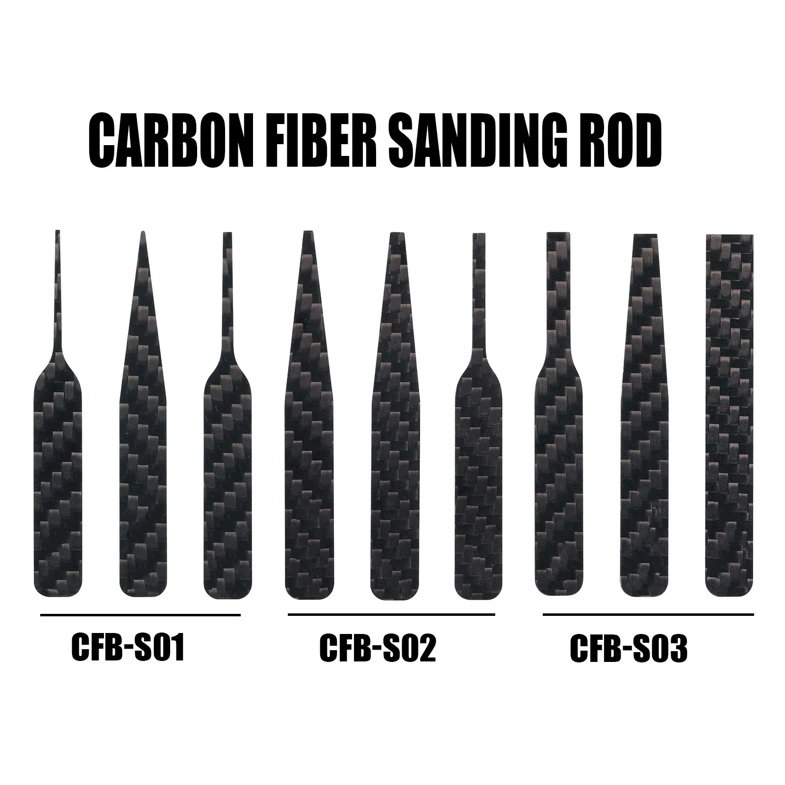 

DSPIAE-Carbon Fiber Sanding Stick, Black Abrasive Tools, CFB-S01, CFB-S02, CFB-S03, 3Pcs Set