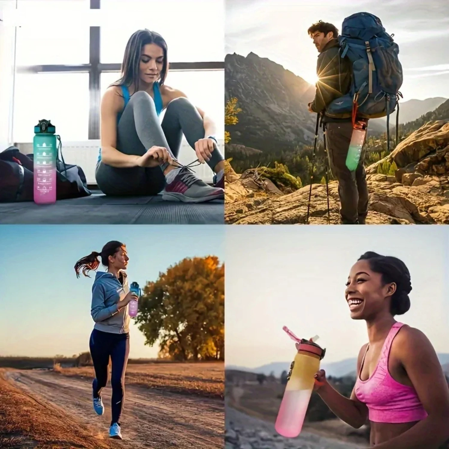 Motivational Water Bottle, Plastic Water Bottles Sports Water Cups  Portable Drinking Cups Summer Drinkware  Outdoor Camping