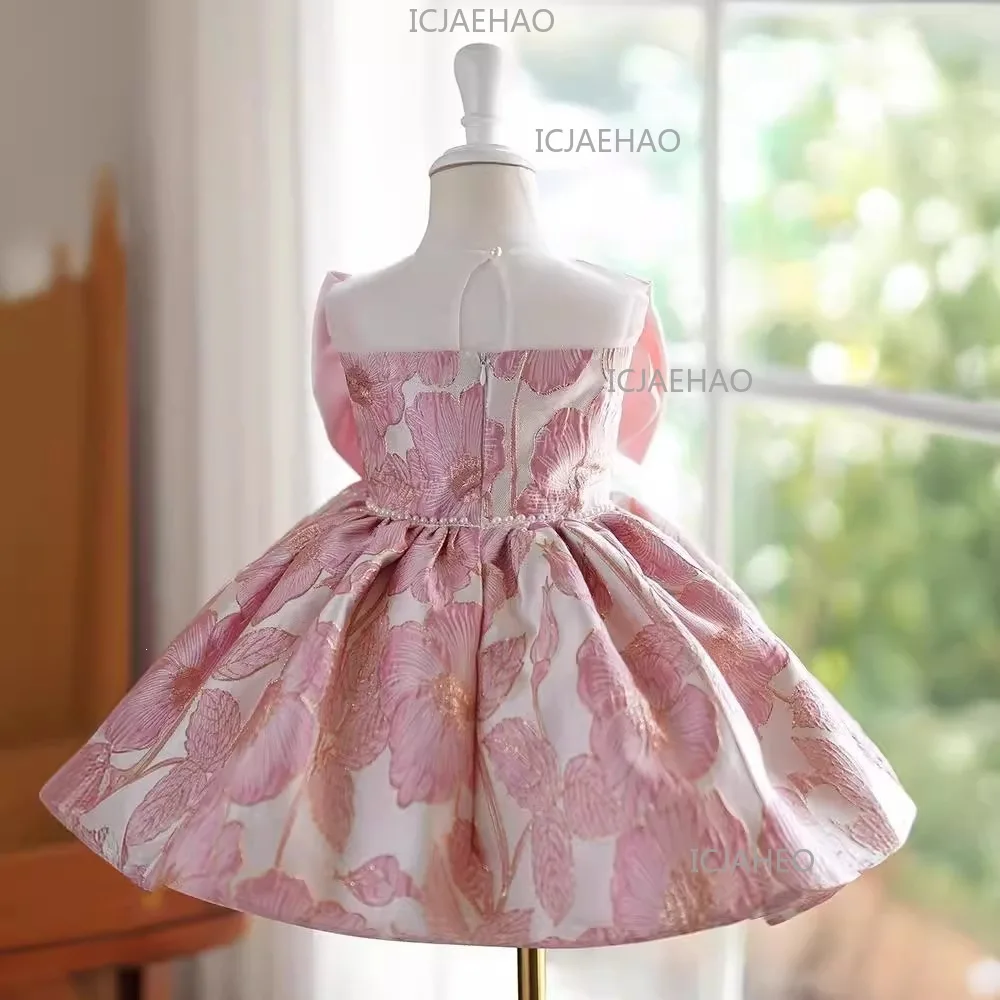 Luxury Girls Princess Formal Little Girl Birthday Evening Party Dress Children Gown Kids Host Dress Piano Performance Costume