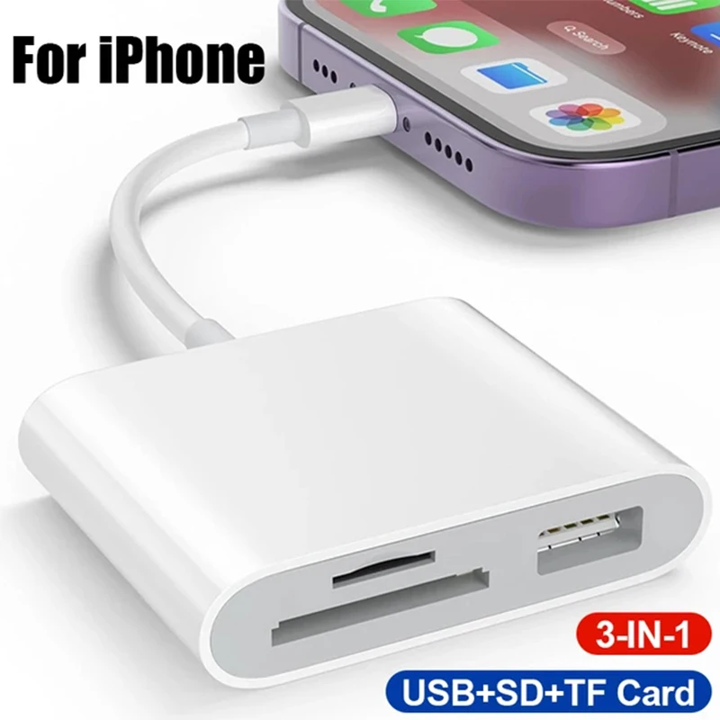 لقارئ بطاقات IOS iPhone Macbook 3 في 1 TF SD قارئ بطاقات الذاكرة OTG USB