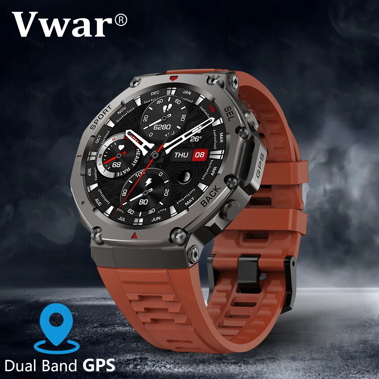 

VWAR T-Rex 3 GPS Smart Watch 5 ATM Waterproof Built-in Dual-band GNSS Compass Military Sport Smartwatch Men 2025 New for Xiaomi
