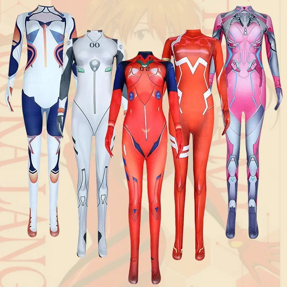 

New Century Gospel Warrior Akira EVA jumpsuit Zerotwo02 Ayanami Cos suit Women's tight fitting suit jumpsuits For Halloween