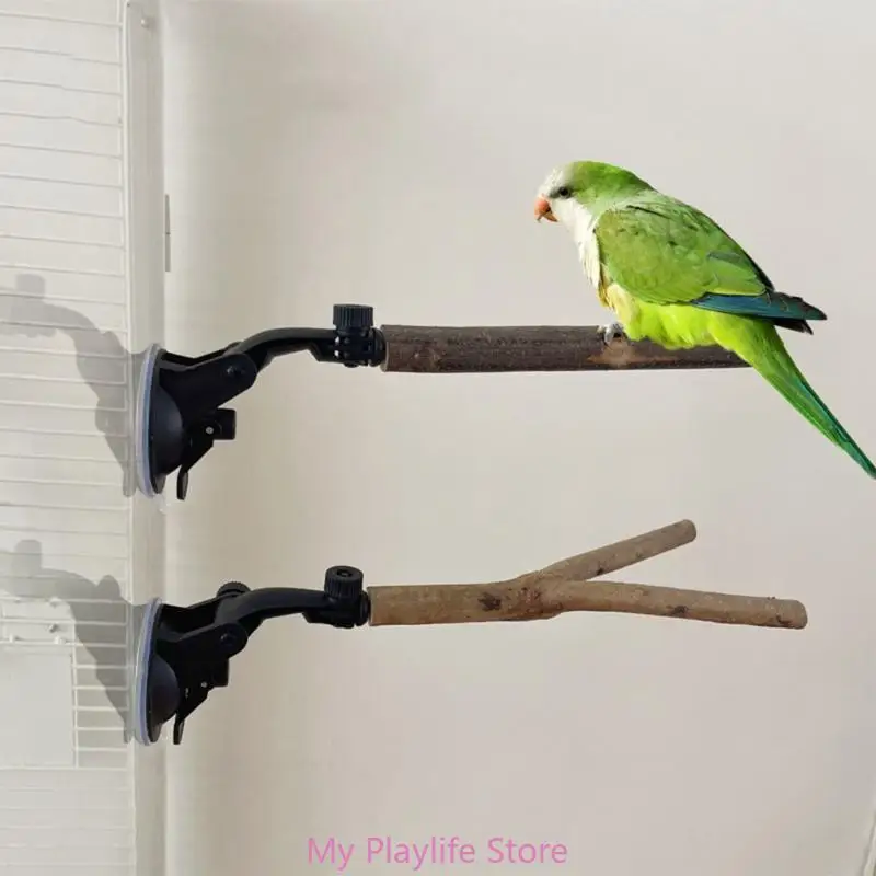 Bird Perch Toy Bird Cage Perch Stand Suction Cup Standing Perch Parrots Perches Cage Accessories for Conures Lovebirds Cockatoos