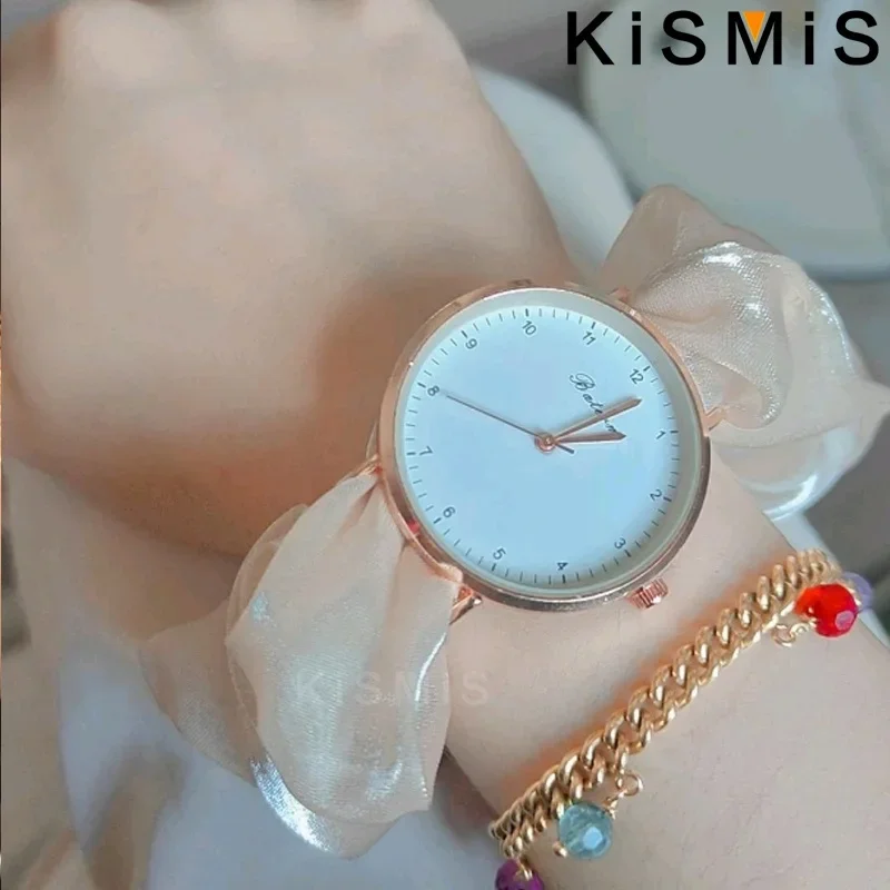 Creative Ribbon Digital Watch Colorful Fabric Band Quartz Watch No Clasp Bracelet Elegant Stylish Student Watch for Women