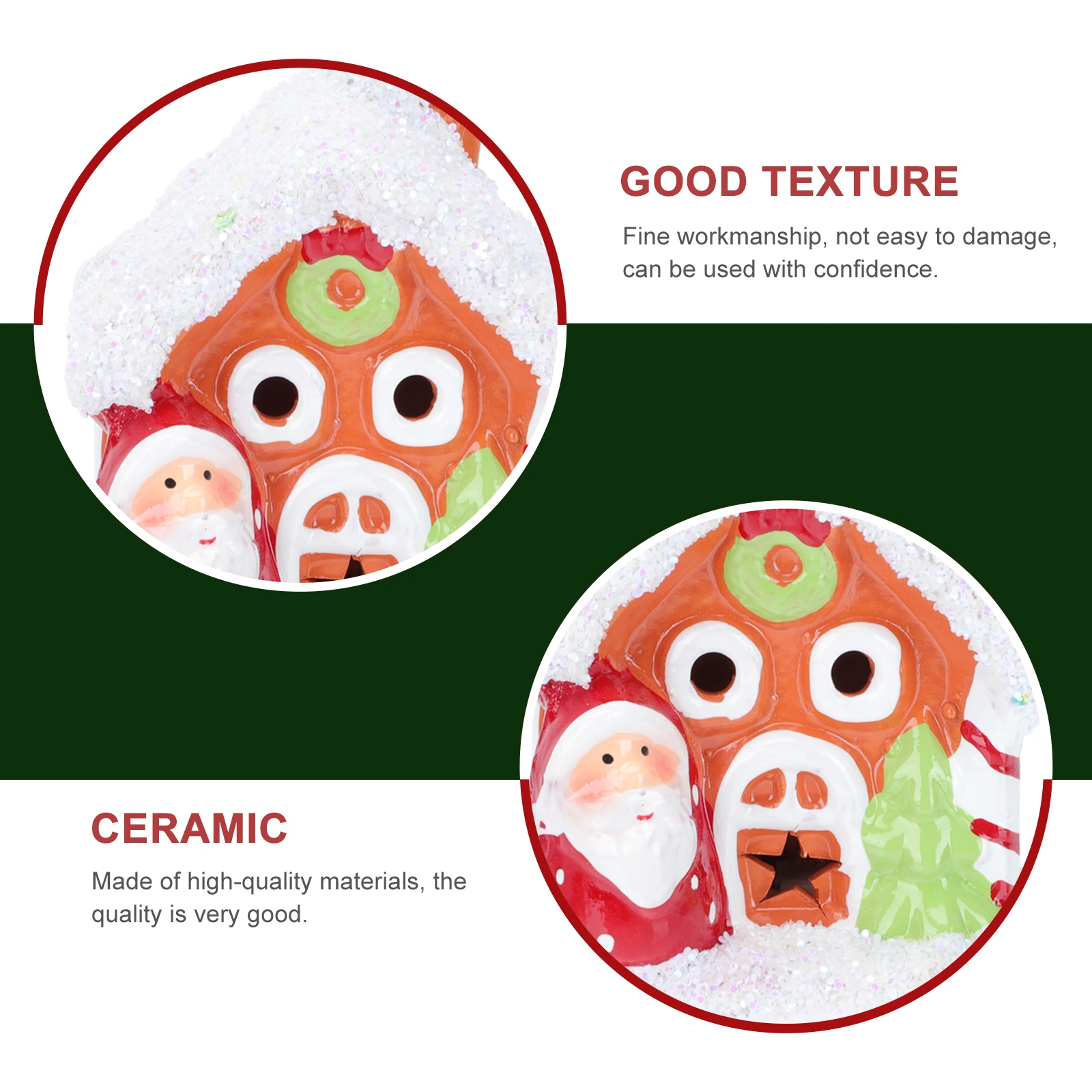

2 Pcs Miniature LED Glowing Cabin Christmas Centerpieces for Dining Table Decorations Ceramics Ornament Xmas Party Adorn