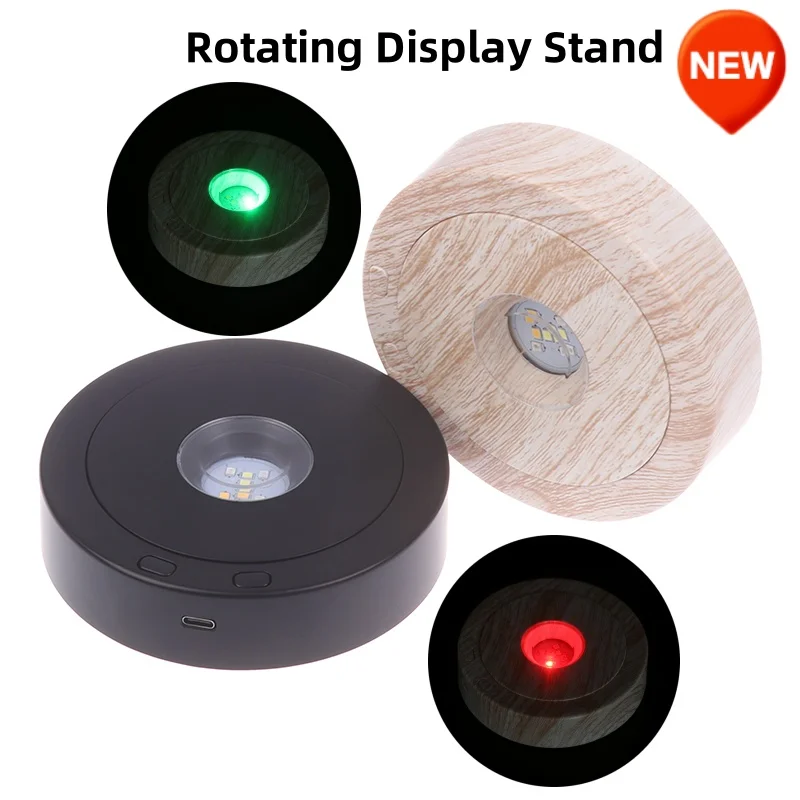 

Вращающаяся подставка для дисплея для кристаллов, стеклянная Регулируемая вращающаяся платформа для рисования скорости, 4,5 дюйма, 7 фоторежимов, вращающаяся светодиодная подставка для дисплея