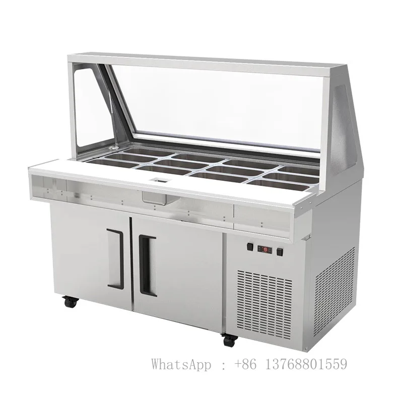 

Stainless Steel Commercial Pizza Ice Cream Salad Refrigerator Pizza Preparation Counter Fridge