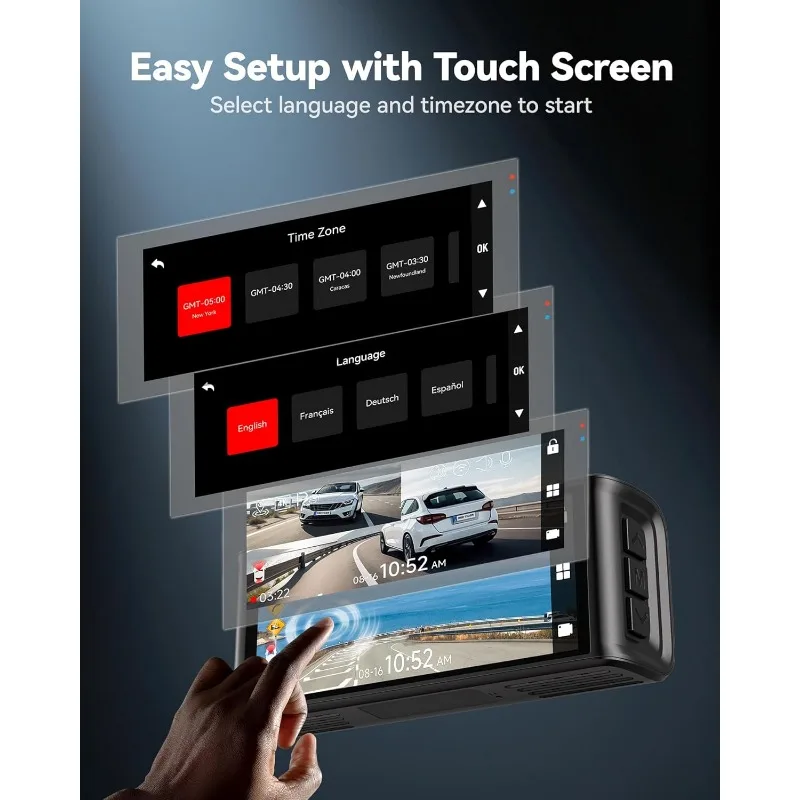 

2025 hot sale Dash Cam Front and Rear, Touch Screen 3.18 Inch, Voice Control, 5.8GHz WiFi Car Dash with 64GB Card,U