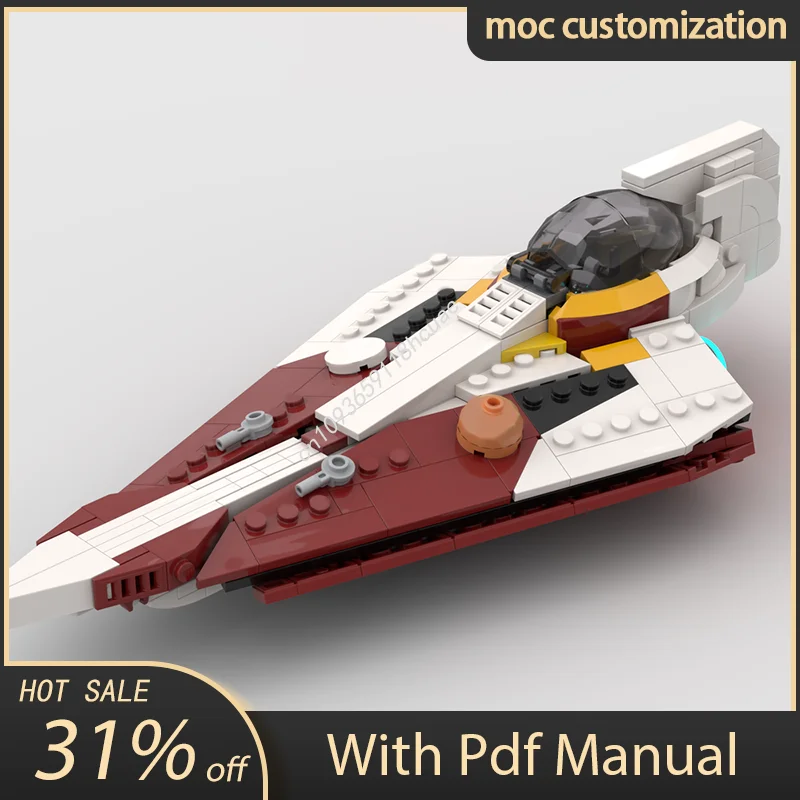 

Moc Star Battle Ahsoka Delta 7 Jed Starfighter (минифигурка в масштабе) Модель Строительные блоки Diy Креативная сборка Кирпичи Игрушка в подарок