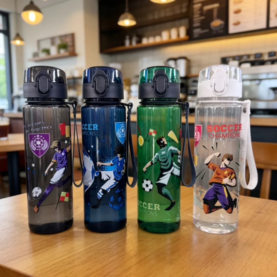 560ML Sports Water Bottle with Easy-Carry Strap, Leak-Proof PC Material, BPA-Free, Ideal for Gym, Hiking For Outdoor Use