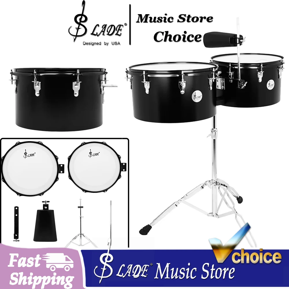 SLADE TB-23 Timbales with 13×8 &14×8 Latin Professional Percussion Timbales Drum Ideal for Beginner Band Practice Performance